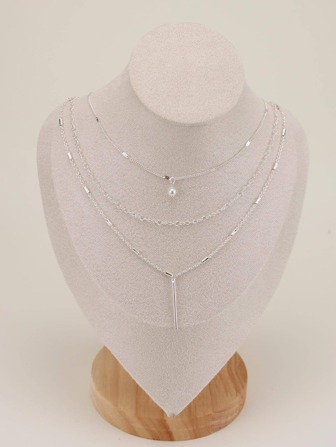 Rhinestone Decor Layered Necklace