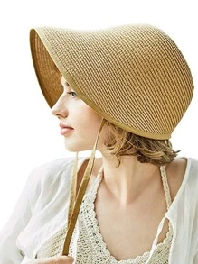 HIMESPORT Elegantes sombreros de paja estilo Regencia para mujer, sombreros de sol para fiesta, gorra de playa con lazo, sombrero de ala ancha tipo cloche, sombrero fedora para mujer - Caqui - Ver 2