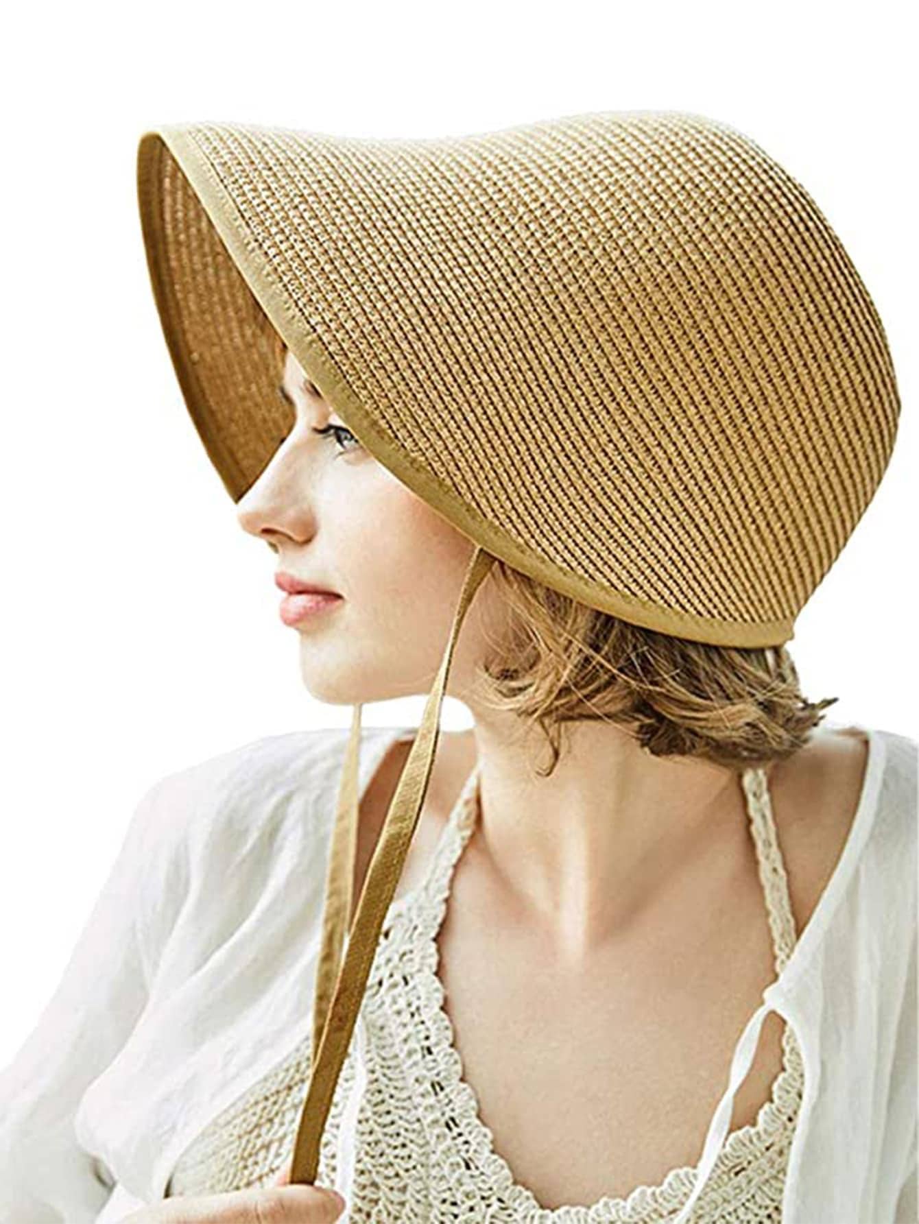 HIMESPORT Elegantes sombreros de paja estilo Regencia para mujer, sombreros de sol para fiesta, gorra de playa con lazo, sombrero de ala ancha tipo cloche, sombrero fedora para mujer