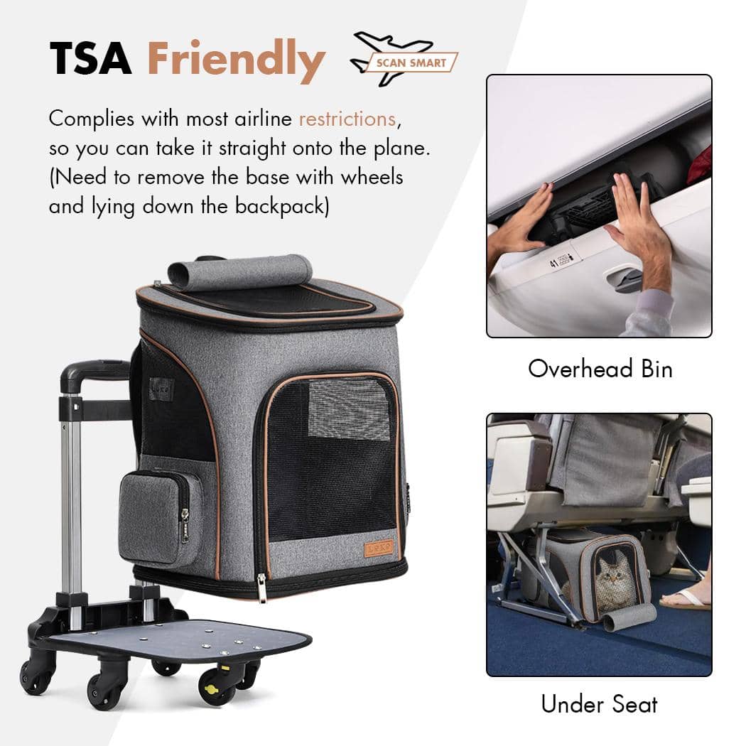 Lekereise Dog Backpack with Wheels for Small Cats and Dogs, Rolling Cat