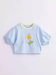 Toddler Girls Floral & Slogan Graphic Tee