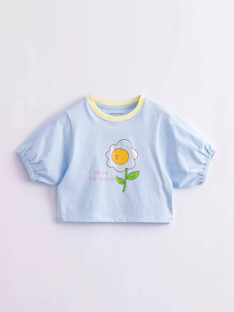 Toddler Girls Floral & Slogan Graphic Tee