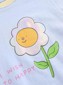 Toddler Girls Floral & Slogan Graphic Tee