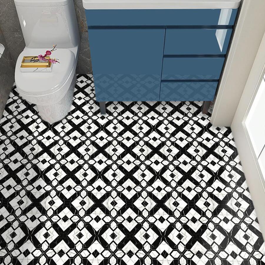 10pcs/set PVC Floor Sticker, Modern Geometric Pattern Peel Stick Floor Tile For Home - Multicolor - View 1