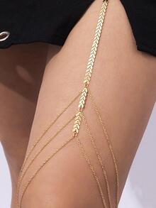 1pc Women Ear Of Wheat Decor Fashion Layered Thigh Chain For Daily Decoration - Gold - View 3