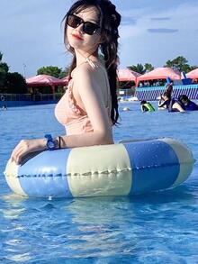 條紋圖案游泳圈 - 淺藍色 - 查看 4