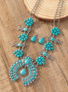 綠松石色吊墜項鍊和耳墜