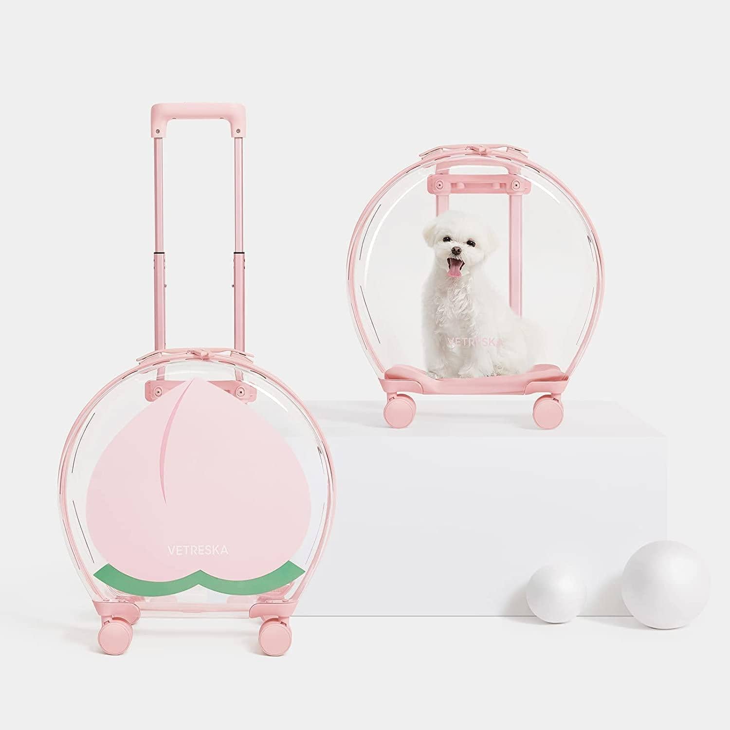 VETRESKA Pet Carrier with 1 Stickers and 2 Mats, Pink Pet Partially