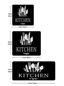 1 Peça Tapete de Cozinha Moderno Antiderrapante com Desenho de Garfo e Letra, Tapete de Cozinha de Poliéster Para Decoração de Casa e Quarto
