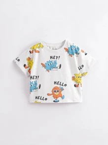 MARC&JANIE 男孩休閒可愛有趣塗鴉印花圓領短袖T恤，夏季款 - 白色 - 查看 3