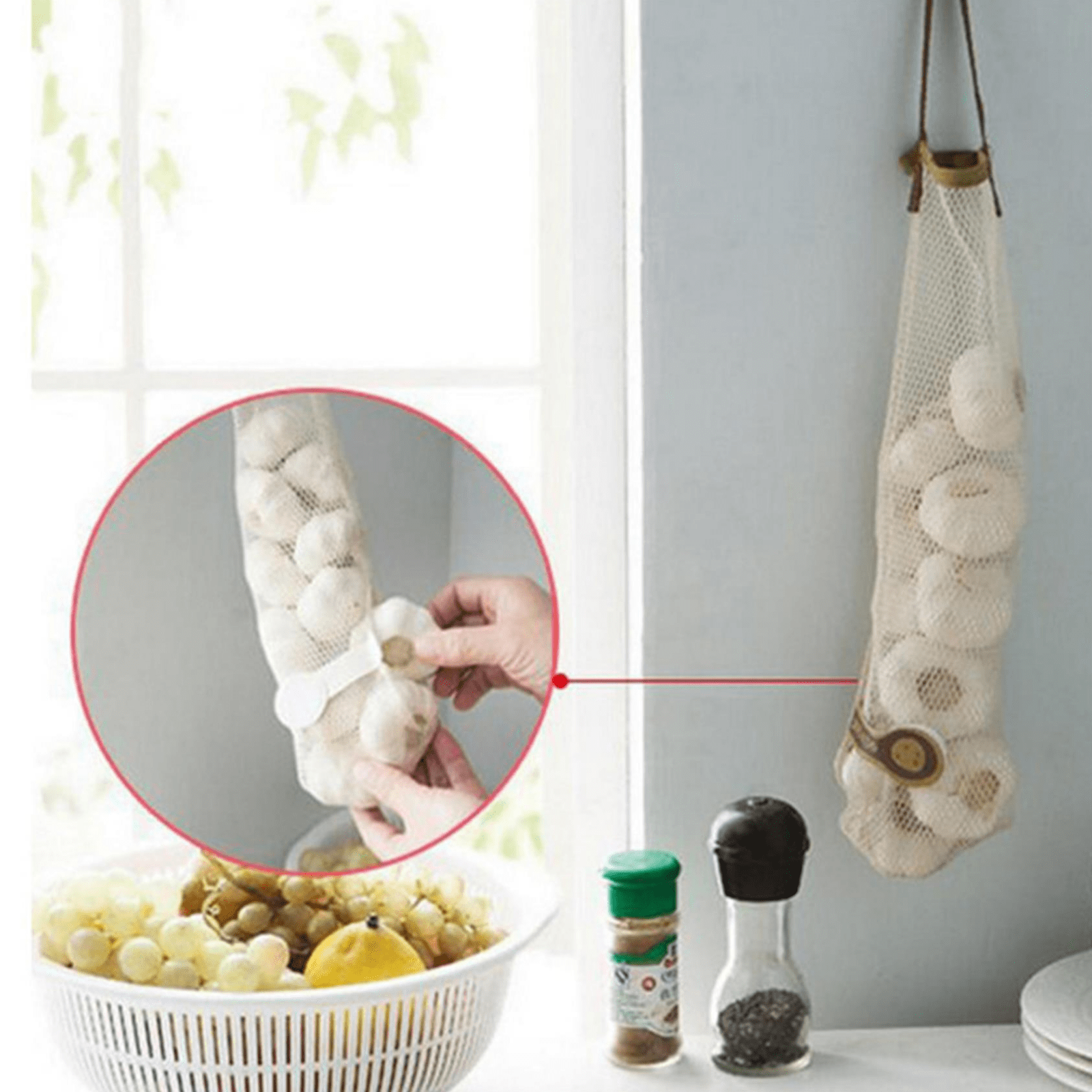 Hanging Mesh Bags Storage Potatoes Onion Garlic Net Bags Long and Large