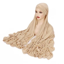 Solid Scarf-Style Hijab - Beige - View 2
