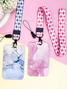 1 Đá Cẩm Thạch Họa Tiết Văn Phòng Đựng Thẻ Có Dây Buộc, Di Động Để Thẻ Dành Cho Nhân Viên Văn Phòng, Sinh Viên - Màu tím - Xem 6