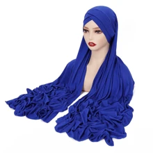 Solid Pull-On-Style Hijab - Blue - View 2