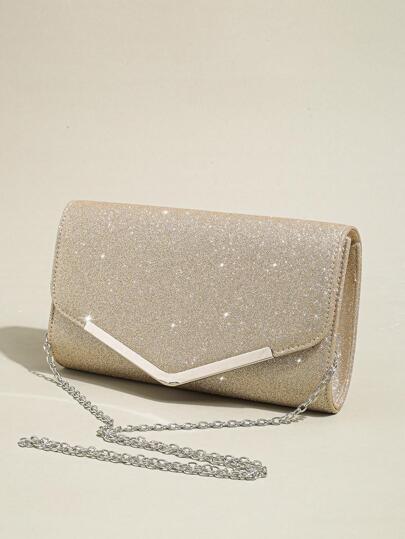 Women's Evening Clutch Bag, Shiny Envelope-Style Evening Handbag With Detachable Chain, Elegant And Refined Square Lacquer Evening Bag, Suitable For Parties, Galas And Other Occasions, An Ideal Choice For Party Girls And Ladies. Perfectly Suitable For Parties, Weddings, Balls, Galas And Other Occasions. This Shiny Clasp Evening Wallet Is The Best Gift For Carnival, Weddings, Parties And Balls.