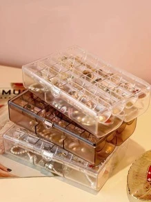 1 pieza Caja de almacenamiento de joya transparente - Gris - Ver 2