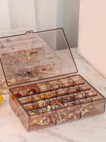 1 pieza Caja de almacenamiento de joya transparente - Gris - Ver 8