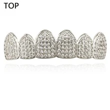 Hip Hop Đồng Khối Zirconia  Áo Và Đáy Trang sức niềng răng Màu bạc Màu sắc Đồ trang sức - Bạc - Xem 8