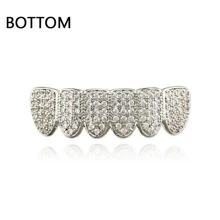 Hip Hop Đồng Khối Zirconia  Áo Và Đáy Trang sức niềng răng Màu bạc Màu sắc Đồ trang sức - Bạc - Xem 9