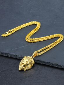 1入組男士時尚街頭服飾獅子頭項鍊吊墜