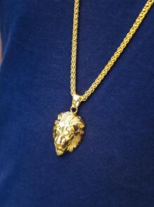 1入組男士時尚街頭服飾獅子頭項鍊吊墜