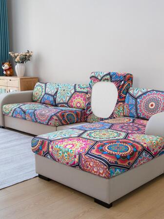 1pc Mandala Pattern Sofa Seat Cushion Cover, Modern Polyester Sofa Cushion Cover For Living Room