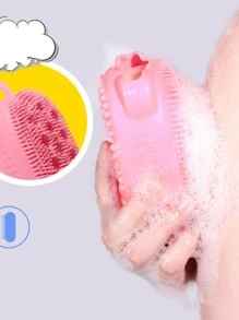 1pc Silicone Bath Brush Home Bathroom Decor Fall Decor Back To School - Blue - View 4