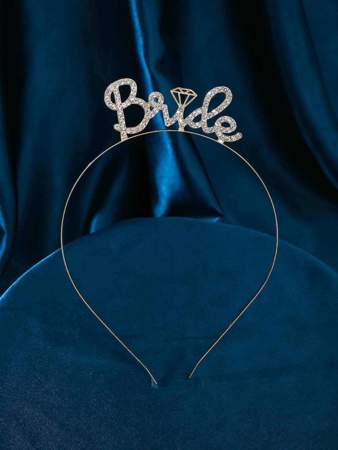 1 件简约新娘婚礼发饰发梳皇冠带字母细节派对头饰万圣节 - 金色 - 查看 1