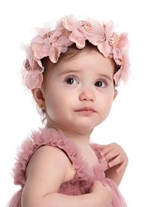 婴儿花朵装饰头带爱心情人节 - 淺粉色 - 查看 2