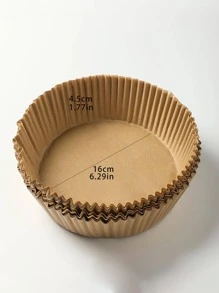 50/100/150/200 piezas Papel de hornear con revestimiento de cera absorbente de aceite, hojas redondas para freidora de aire - Gris - Ver 3