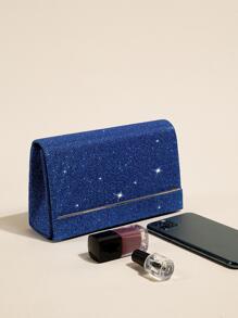Elegant Evening Clutch Bag.Women's Chain Shoulder Bag.Glamorous Light. Small Clutch Bag.Glitter Square Bag - Royal Blue - View 3