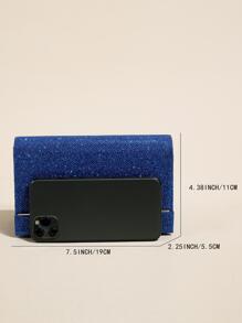 Elegant Evening Clutch Bag.Women's Chain Shoulder Bag.Glamorous Light. Small Clutch Bag.Glitter Square Bag - Royal Blue - View 5