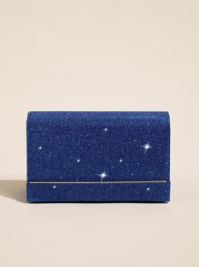 Elegant Evening Clutch Bag.Women's Chain Shoulder Bag.Glamorous Light. Small Clutch Bag.Glitter Square Bag - Royal Blue - View 4