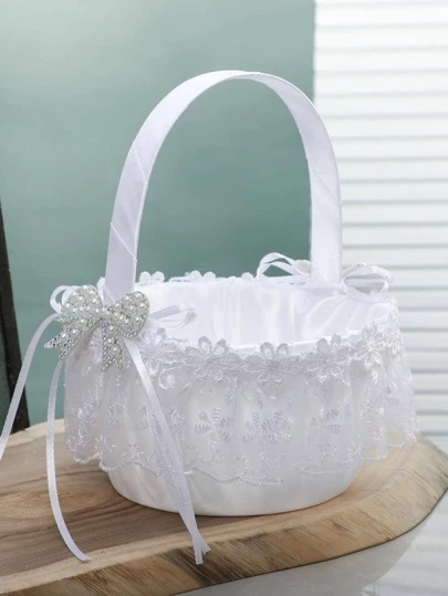 2 piezas Cestas con flores, cestas para ramos de novia, anillos decorativos para bandejas, cestas para pétalos de niñas, cestas con asas para decoración de bodas, decoración del hogar, decoración de habitaciones, decoración de cumpleaños, decoración de fiestas, decoración de despedidas de soltera