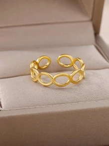 Thời trang Thép không gỉ Xu hướng: Cắt giảm Vòng cửa tay áo Đối với phụ nữ Đối với Qủa tặng Đồ trang sức Qủa tặng - Vàng - Xem 3