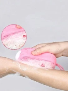 1pc Silicone Bath Brush Home Bathroom Decor Fall Decor - Pink - View 6