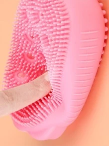 1pc Silicone Bath Brush Home Bathroom Decor Fall Decor - Pink - View 5