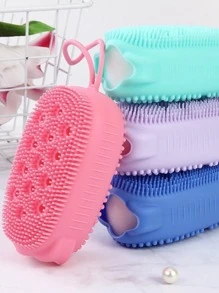 1pc Silicone Bath Brush Home Bathroom Decor Fall Decor - Pink - View 7