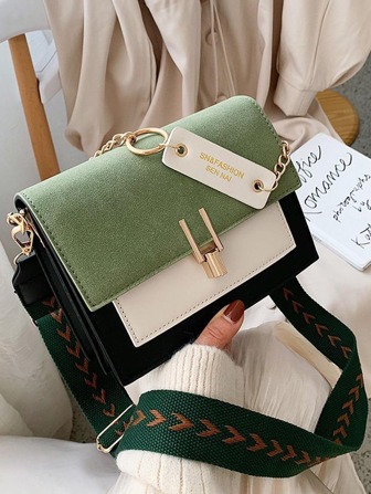 Sac À Bandoulière Mini Branché À Rabat Carré Pour Femme Mode En PU Élégant À Chaîne