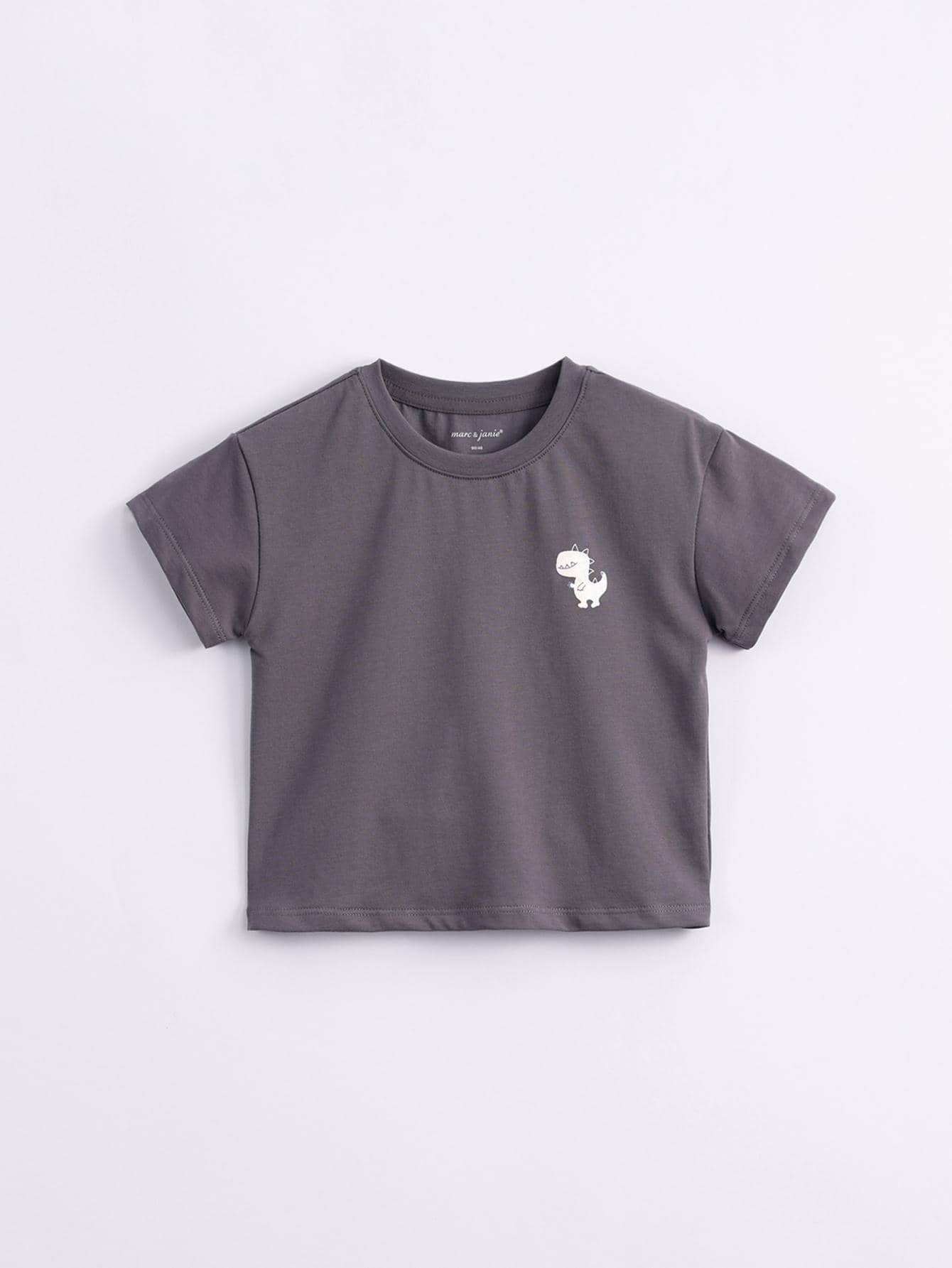 小男童卡通圖案T恤 - 深灰色 - 查看 1
