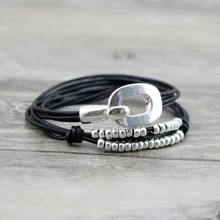 Men Bead Decor Layered Bracelet