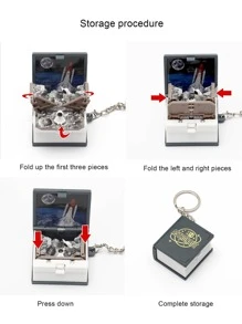 1pc 3d Folded Book Mini Keychain (random Pattern) Brain Teaser Creativity Craft Keyring - Multicolor - View 3