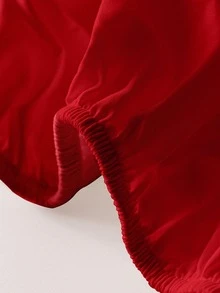 1pc Soft & Breathable Solid Color Brushed Fitted Sheet, Simple & Modern Bedding Mattress Covers, Bedroom Bedspread, Pink Bedding Set, White Bedding, Twin/Queen Size Bedding Set (Excluding Pillow & Pillow Case) - Red - View 5