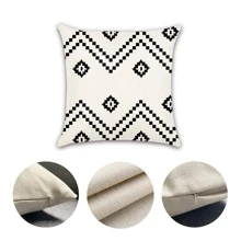 4入組幾何樣式靠墊套不附帶墊芯 - 黑與白 - 查看 4