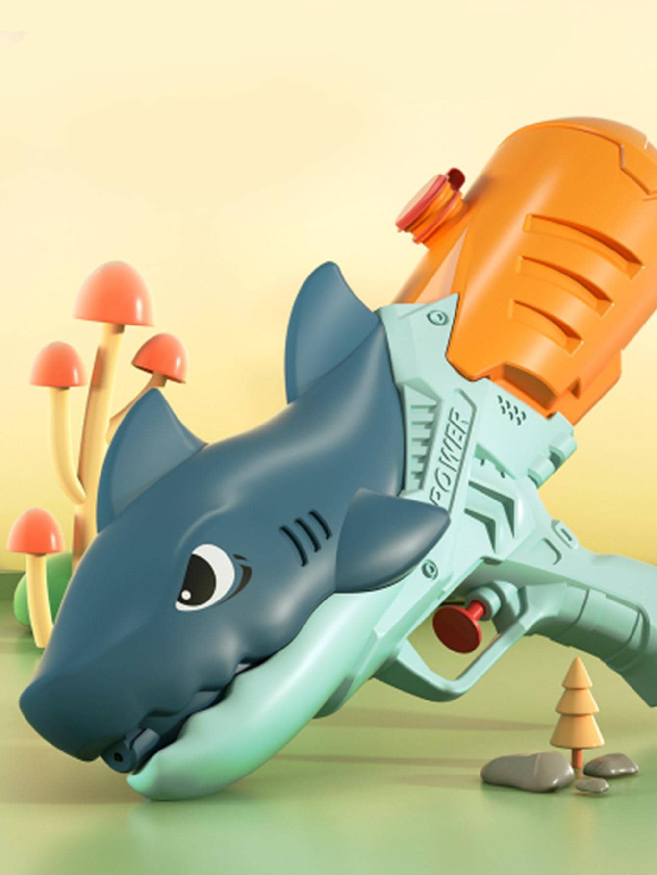 1 pieza de plástico Pistola de agua moderno tiburón de dibujos animados diseño Pistola de agua Juguete para Niños - Azul - Ver 1