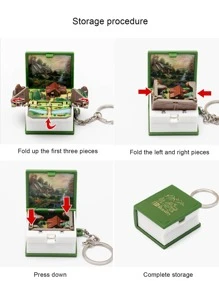 1 Mini 3D Sách Gấp Hoa Văn Móc Khóa, Thiết Kế Ngẫu Nhiên, Sáng Tạo Móc Khóa Đồ Chơi Giảm Căng Thẳng - Nhiều màu - Xem 3