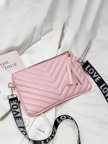 2023 verano Bolso femenino con patrón guateado nuevo moda con bordado línea Bolso bandolera de moda - Rosa - Ver 7
