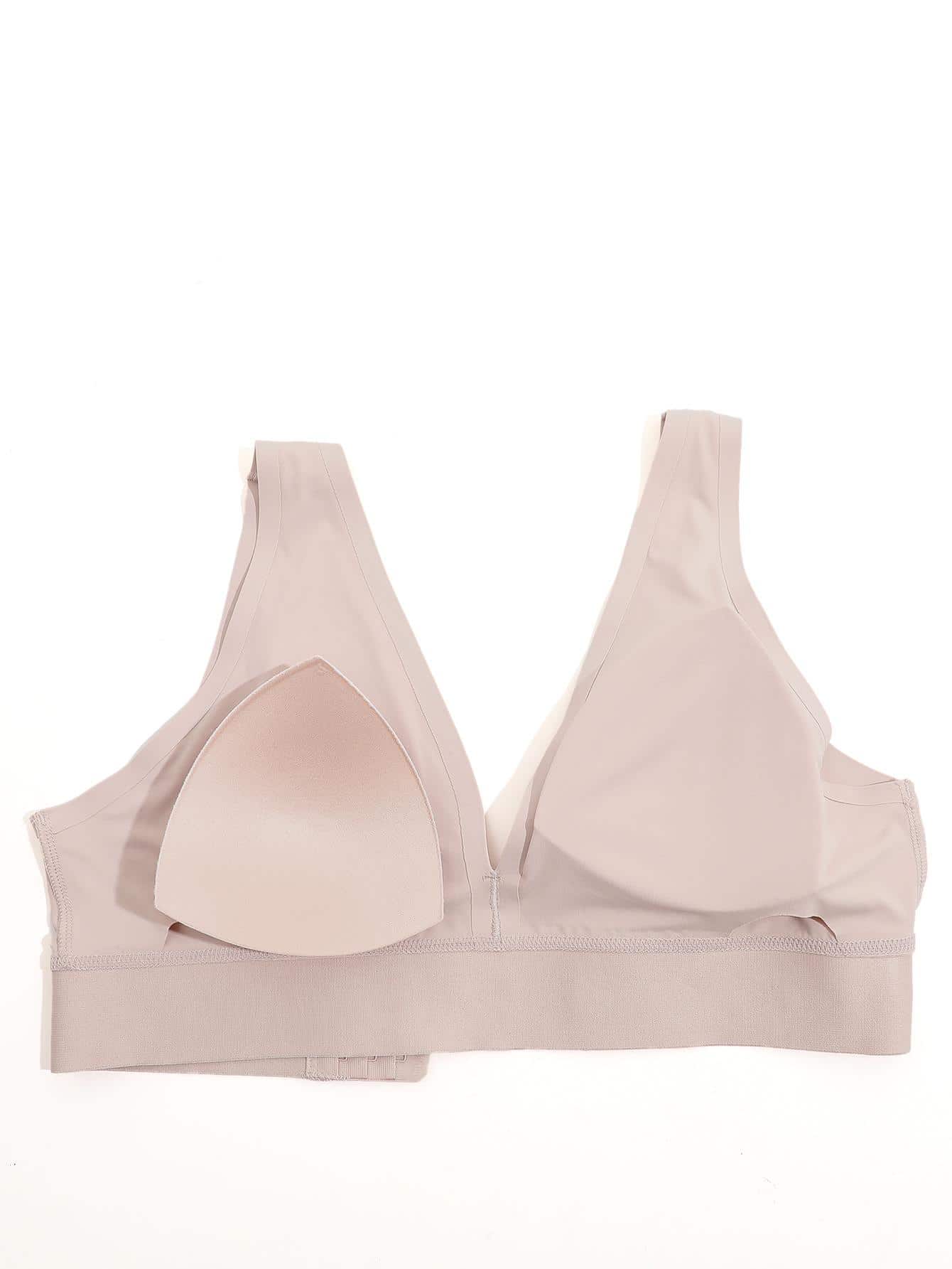 FINETOO Solid Wireless Bralet - Beige - View 1