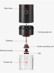 1pc Portable Electric Coffee Grinder USB Rechargeable For Home Outdoor - Black - View 6