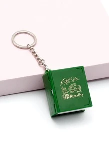 1pc Creative 3d Mini Folding Book Shaped Keychain (random Design) - Green - View 5